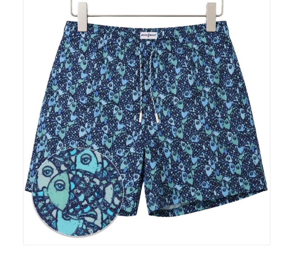 Bouy & Boat Abstract  Fish Swim Trunks Large 5.5"